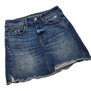 American Eagle Outfitters Distressed Super Stretch X Mini Jeans Skirt size 4